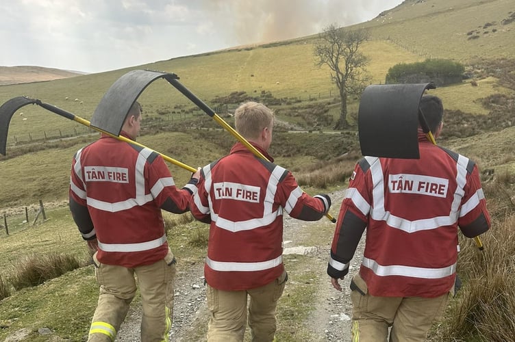 Firefighters on the scene in the Elan Valley.