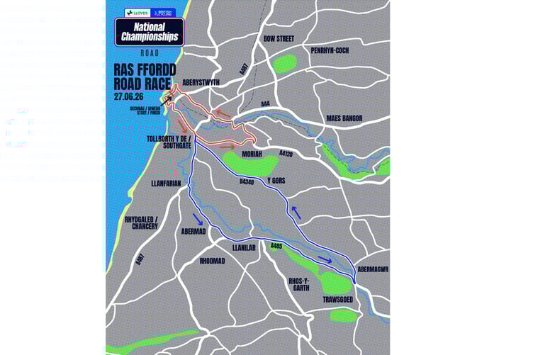 Road Race Route: Aberystwyth