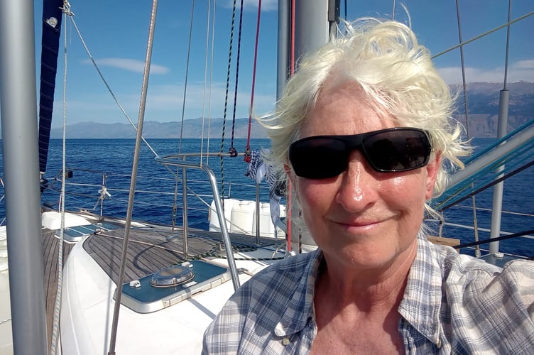 Hannah Schafer sailing outside Crete on Thursday 30 April. Photo: Hannah Schafer