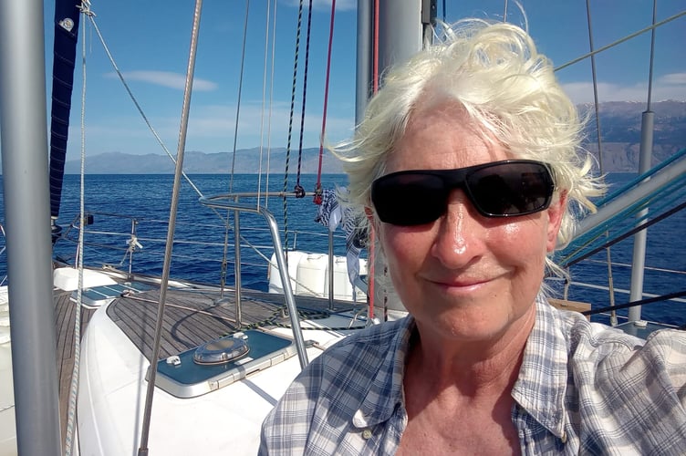 Hannah Schafer sailing outside Crete on Thursday 30 April. Photo: Hannah Schafer