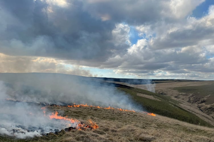 The Elan Valley wildfire continues into its fifth day. Photo: MAWWFRS 