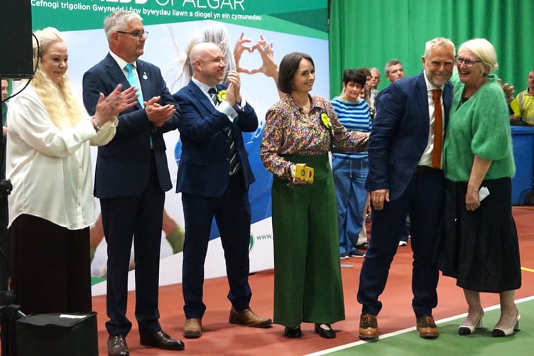 The successful Gwynedd Maldwyn candidates - Claire Johnson-Wood, Andrew Griffin, Mabon ap Gwynfor, Beca Brown, Elwyn Vaughan and Sian Gwenllian. Photo: Cambrian News