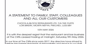 Gwynedd restaurant closes overnight due to rising costs