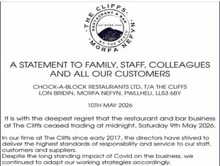 Gwynedd restaurant closes overnight due to rising costs