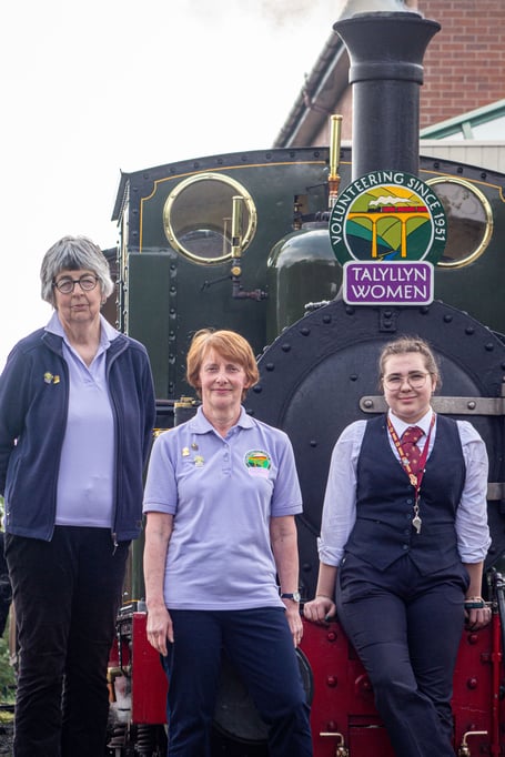Barbara Fuller, Sarah Thomas and Poppy Wakeham. Photo: Talyllyn Railway