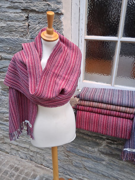 The National Wool Museum scarf which will be presented to the knitting competition winner.