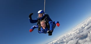 Mum conquers skydive for Bronglais ward