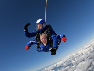 Mum conquers skydive for Bronglais ward
