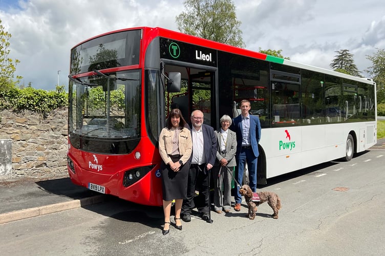 Newly refurbished buses welcomed to Powys at County Hall, Llandrindod Wells. The buses are the first of 15 being upgraded to improve accessibility, comfort and reliability for passengers across the county.