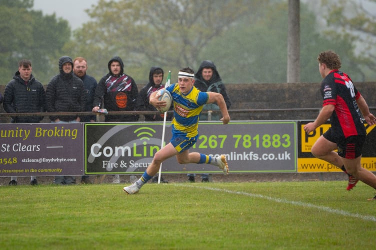 Geth Jenkins on his way to another score