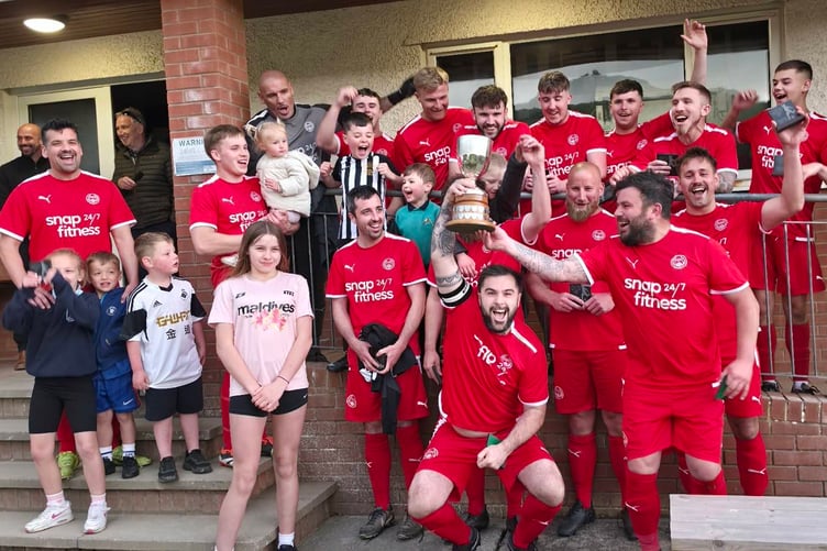 Penparcau celebrations after winning the league cup against Borth