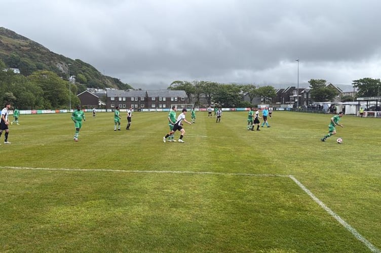 Action from Barmouth's 1-1 draw against Llansantffraid Village