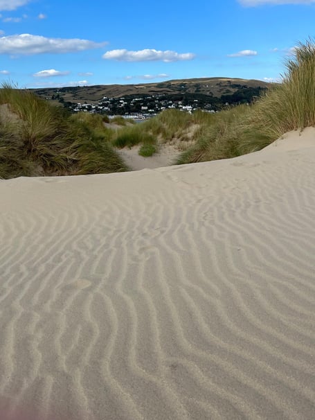 hoto of Ynyslas looking towards Aberdyfi during daylight hours