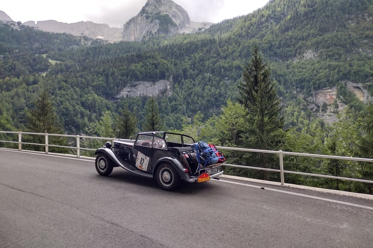 Enjoying the Dolomites in a classic car