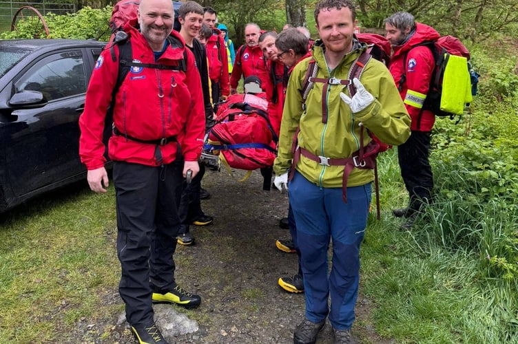 Aberdyfi Search & Rescue Team helped an injured runner taking part in Ras y Gadair. Photo: Aberdyfi Search & Rescue Team