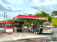Dramatic video shows vehicle on fire at Gwynedd petrol station