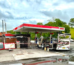 Dramatic video shows vehicle on fire at Gwynedd petrol station