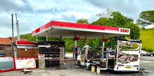 Dramatic video shows vehicle on fire at Gwynedd petrol station