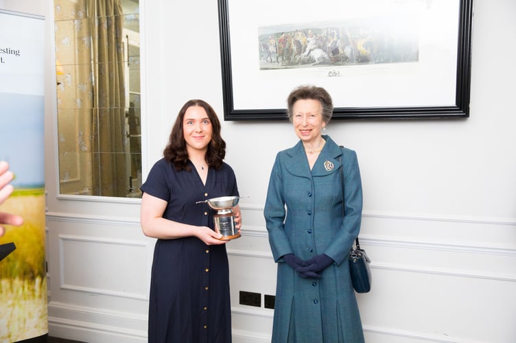 Rhian Griffiths being presented with her award by Her Royal Highness The Princess Royal
