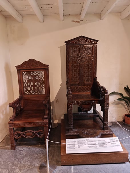 The 1918 National Eisteddfod Neath chair, alongside the iconic Black Chair of Hedd Wyn
