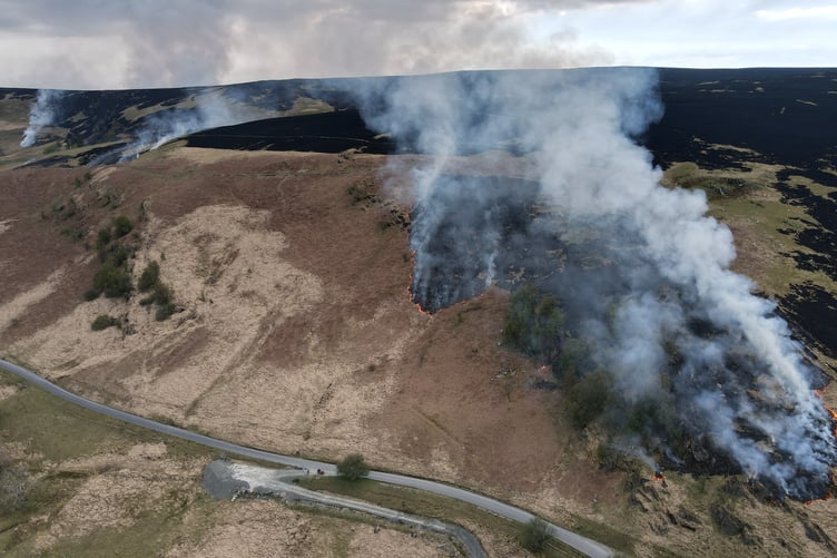 The Elan Valley on fire in April.
