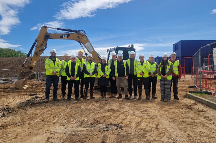 Representatives from Gwynedd Council, Castlemead Group, Saer Architects and Wakemans at Maes Twnti, Morfa Nefyn. Photo: Gwynedd Council