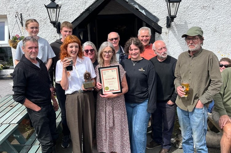 The Railway Inn Abergynolwyn receive their CAMRA award