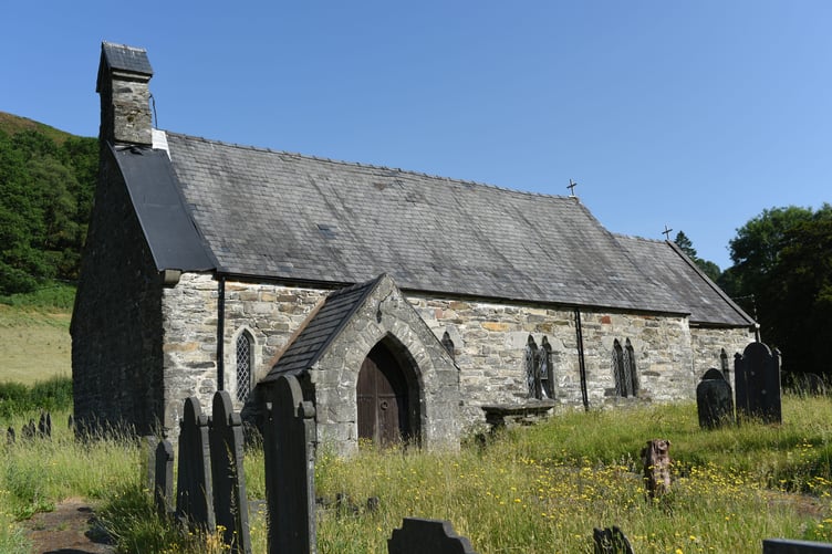 St Tydecho Church sits at the very top of the Dyfi Valley, where the river has it's and the Biosphere begins. Photo: Ffrindiau Tydecho Friends