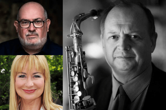 Actor Ieuan Rhys, saxophonist Alan Barnes and broadcaster Sian Lloyd