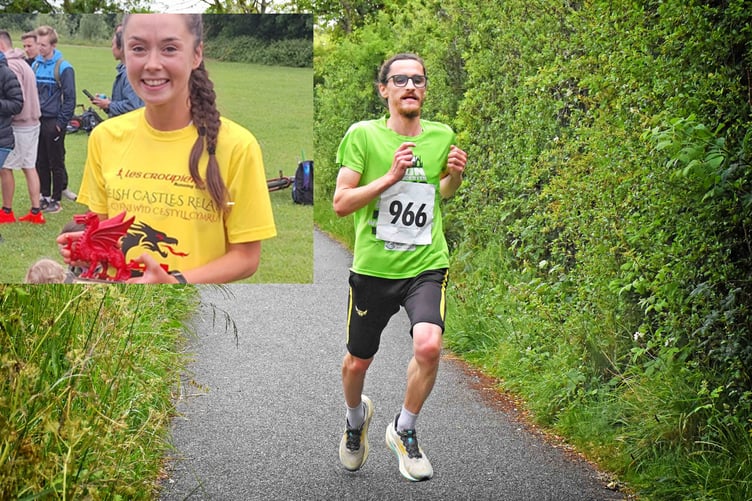 Ras Y Castell race winner Richie Norris (Photo Stuart Ladd), Inset, Queen of the Mountains Polly Summer (Photo: Sarn Helen RC)