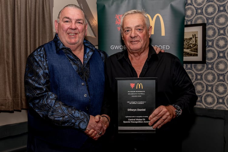 Ceredigion, Wales - 04 June 2026: Dilwyn Daniel receives the Special Recognition Award at the FAW McDonalds Grassroots Football Awards in the Rhydypennau Inn Bow Street on the 04 June 2026. (Pic by Colin Ewart/Pitchsideimages)