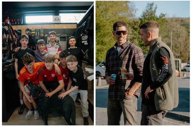 Current and future mountain biking legends, attending the shop launch in May.