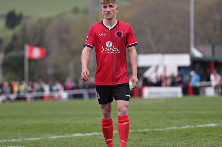 PENRHYNCOCH, CEREDIGION, WALES - 12th APRIL 2025 - Dan Owen of Penrhyncoch during CPD Penrhyncoch vs Colwyn Bay FC in Round 30 of the JD Cymru North at Cae Baker, Penrhyncoch (Pic by Sam Eaden\FAW)