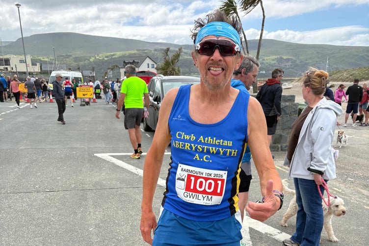 Gwilym Jones celebrating his 2nd place category success at Barmouth
