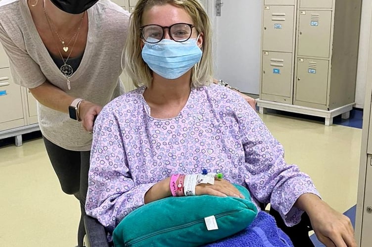 Mez Olivia, 30, from Lampeter, Wales, in hospital after suffering from a brain haemorrhage while working in Dubai. // A woman who collapsed without warning while working in Dubai had to relearn how to walk after suffering a life-threatening stroke and brain bleed that left her unable to feel the right side of her body. Mez Olivia, 30, from Lampeter, Wales, was living in Dubai and working as a costume character animator and dancer when her life changed in October 16, 2021. The social media manager says she had no symptoms whatsoever before collapsing at work and waking up days later in intensive care. Doctors discovered Mez had suffered a brain haemorrhage caused by an arteriovenous malformation (AVM) - a tangle of abnormal blood vessels in the brain. She spent 11 days in intensive care and underwent emergency treatment after doctors warned her family that without intervention she would die. After stabilising in Dubai, Mez was flown back to the UK in December 2021 as her insurance coverage was running out.