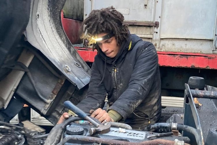 Nathan installing a new alternator on the lorry which broke down between World Cups this summer.