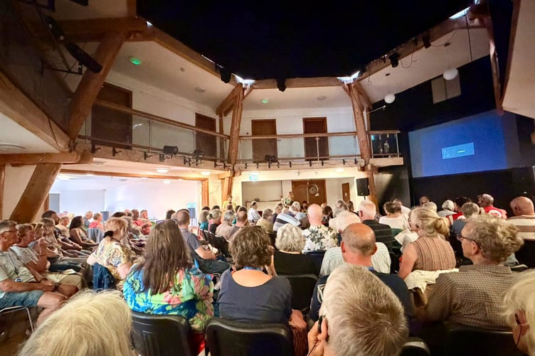 The audience gathered for the film at Cardigan's Small World Theatre. Photo: Clive Davies