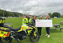 Blood Bikes Wales thanks Cyfeillion Bronglais League of Friends for £4,000 donation