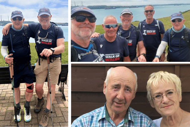 Left: Andy Thomas and Ieuan Evans MBE. Top right: Wynne Harries, Chris Tew, Ieuan Evans MBE, Dylan Jones and Andy Thomas. Bottom right: Cllr Louise Hughes and husband Gwyn