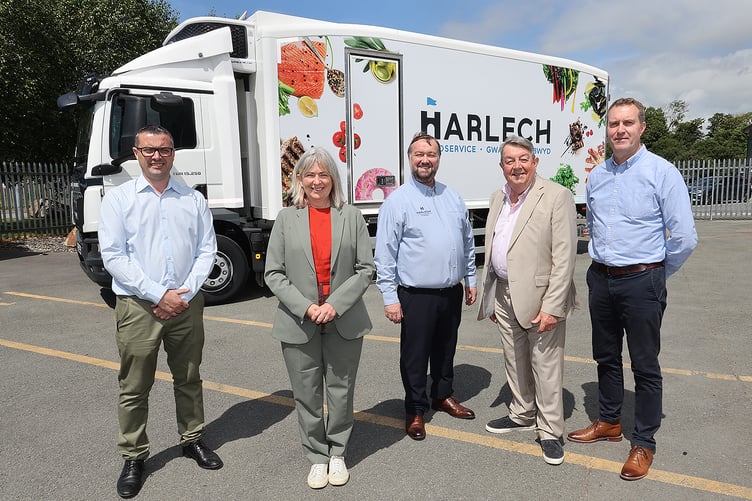 Pictured left to right: Ian Evans, Liz Saville Roberts MP, Mark Lawton, Dave Chapman and Crofton Davey. Photo: Phil Blagg Photography.