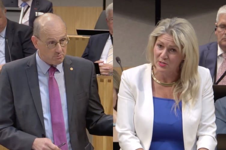 The rural resilience minister faced questions from Reform’s Laura Anne Jones over climate targets and livestock numbers