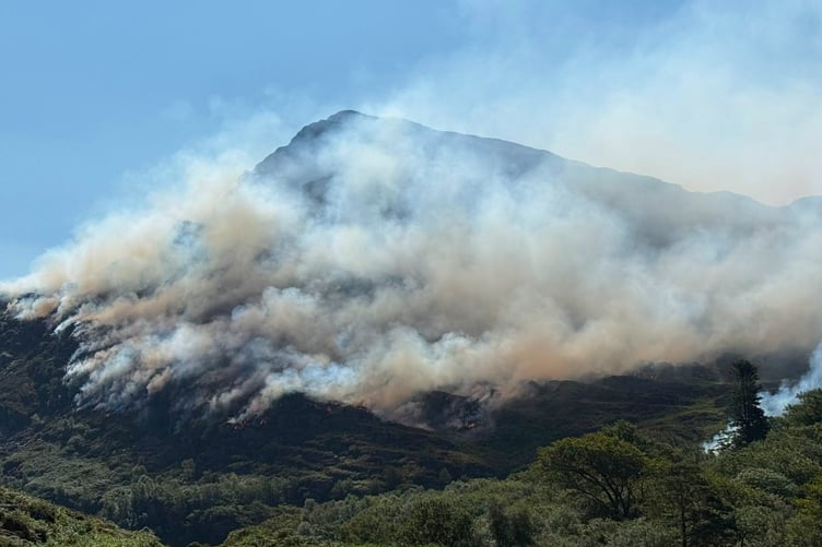 North Wales Fire service picture of the fire at Llanbedr near Harlech