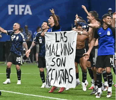 The Welsh Conservatives condemn Argentina's controversial World Cup banner claiming the Falklands as Argentinian territory, and urge FIFA to take action.