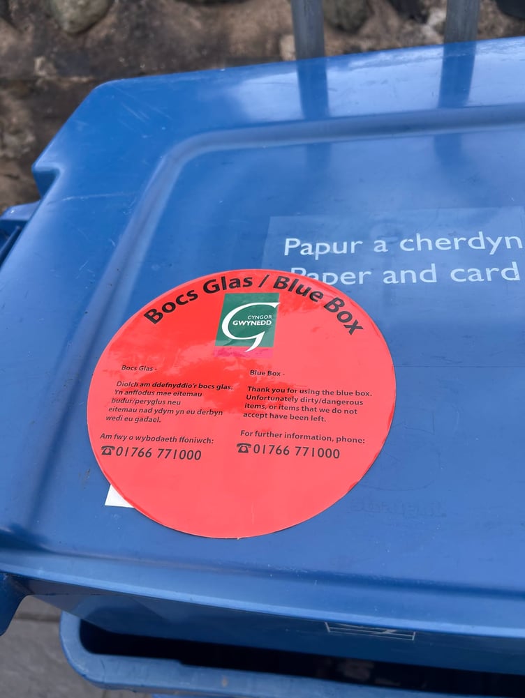 Gwynedd Council blue box bin