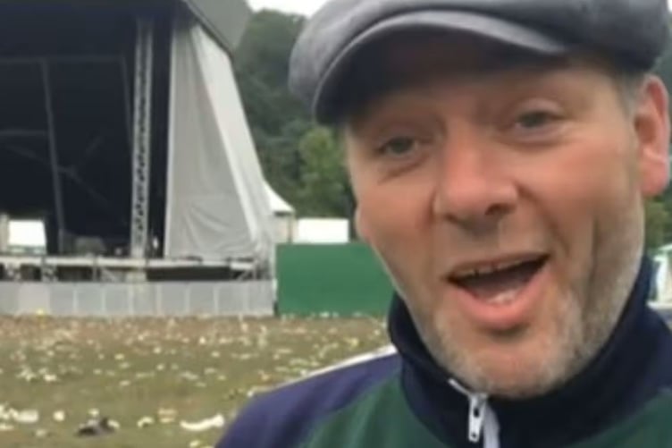 Lee O'Hanlon in a photo taken from a video at the time of the failed Hope and Glory festival in Liverpool in 2017.