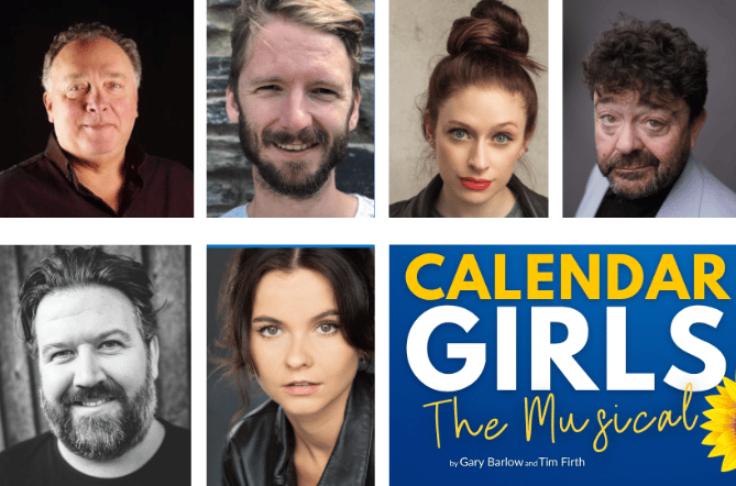 Clockwise from top from left: Director Richard Cheshire, MD Barnaby Southgate, Choreographer Leanne Pinder, and actors Phyl Harries, Dion Davies and Millie Davies