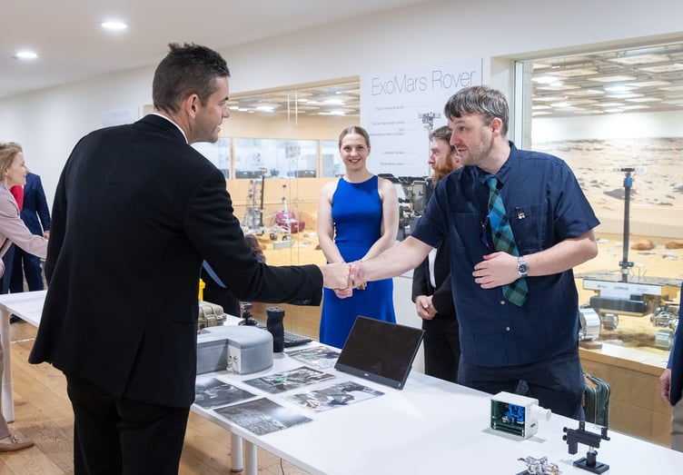 Dr Gunn meeting NASA Administrator Isaacman at a UK ExoMars stakeholder event at Airbus in Stevenage