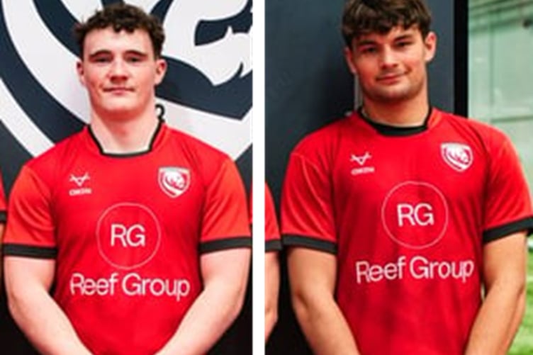 Caio James (left) and Deian Gwynne pictured when they joined Gloucester Rugby Senior Academy.