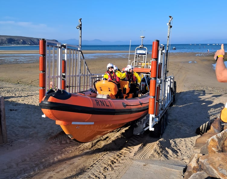 Abersoch RNLI during the callout. Photo: RNLI/Sarah Leather