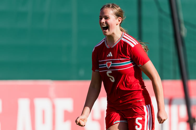 NEWPORT, WALES - 17 MARCH 2026: Wales' Katie Whiteway during the 2026 European Women's Under-17 Championship Round 2, league A fixture between Cymru WU17 & Slovakia WU17 at Dragon Park, Wales (Pic by John Smith/FAW)